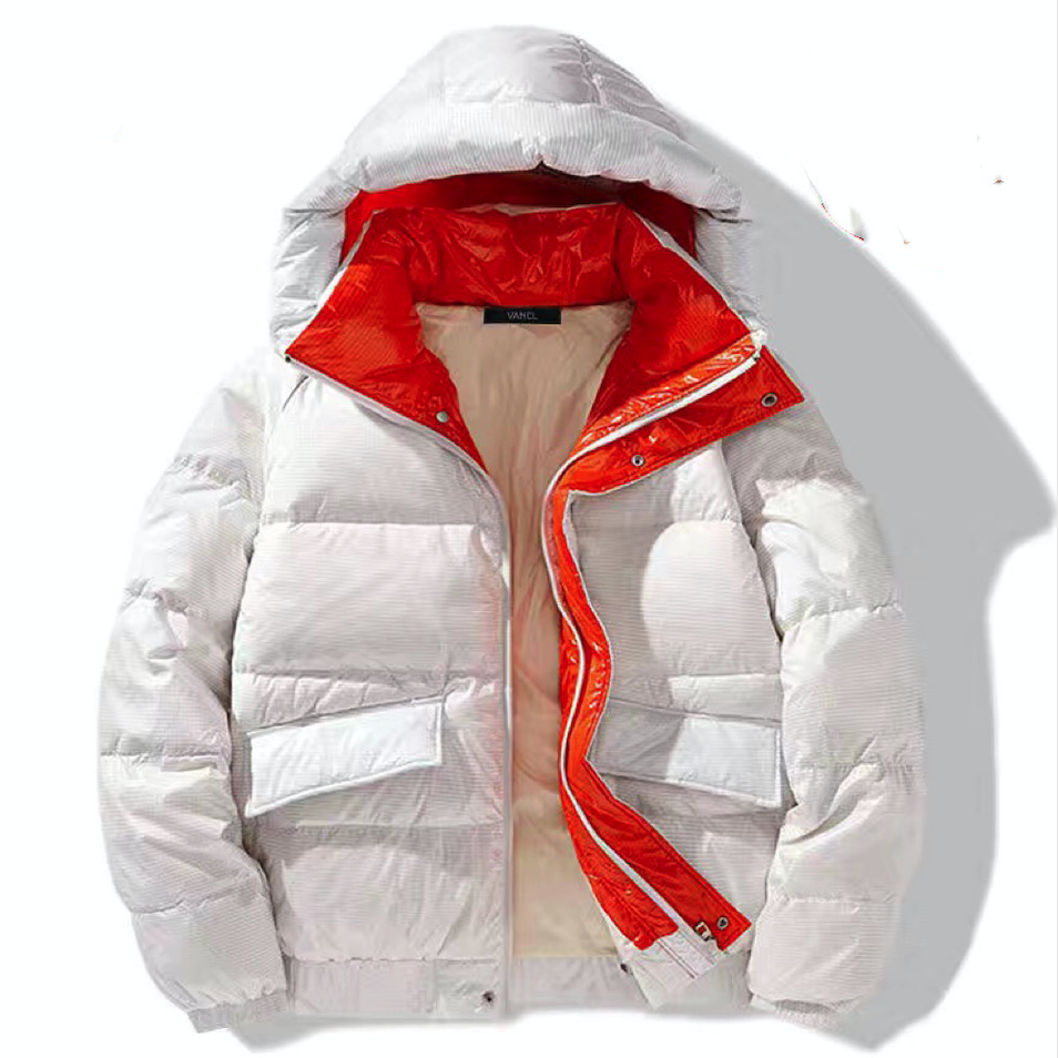 Wholesale Winter Thick Mens Casual Jacket Mid-length Printed Hooded Puffer Jacket Men 