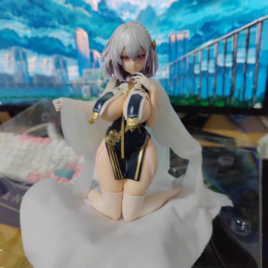 Anime Pretty Girl Series Azur Lane Wolf Star Kneeling Posture Bibo Qingyun Reduced Version Chassis Garage Kits Ornaments