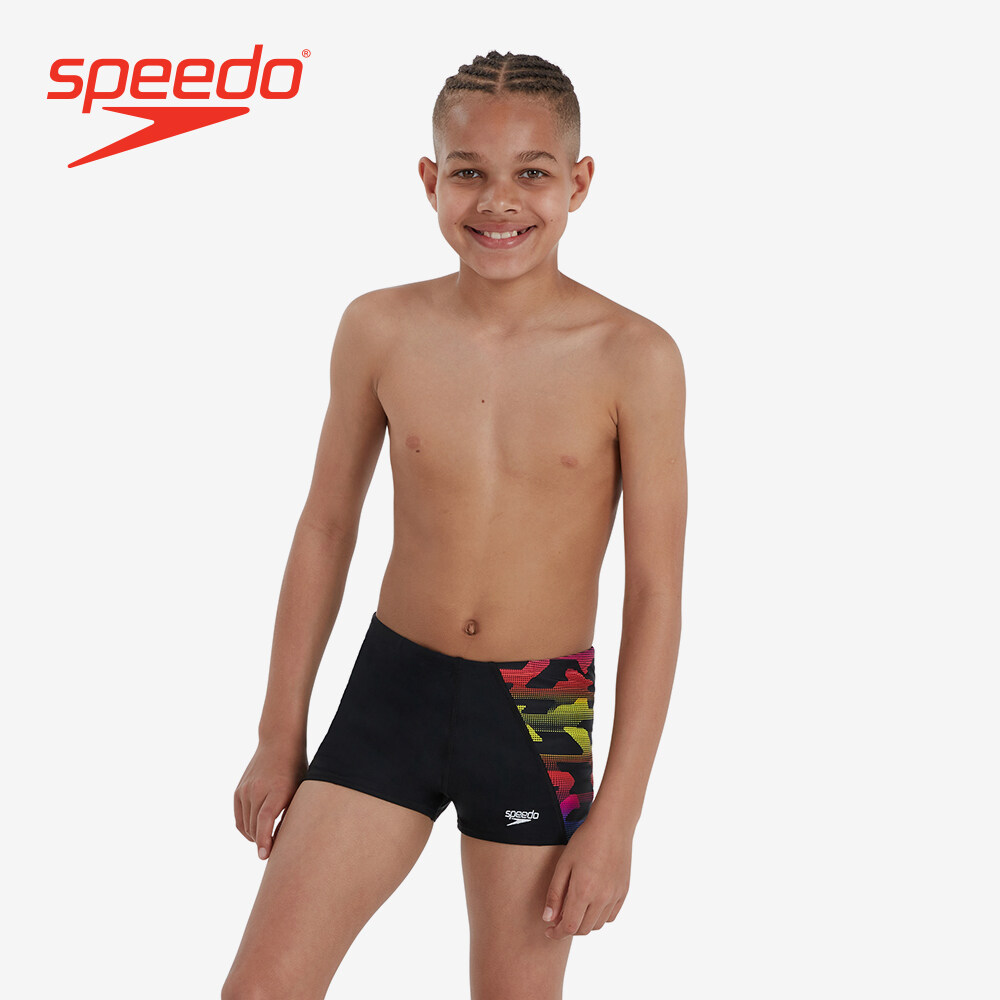 Speedo Junior Male's Lifestyle Swimwear Digital Panel Aquashort - Black - 8-11732G741