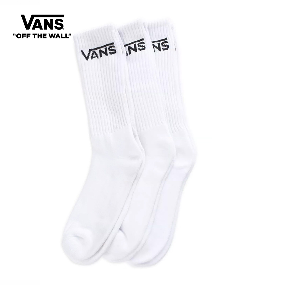 Vans Classic Crew Socks (Size 6.5-9, 3 Pack) Men Socks White VN000XRZWHT1