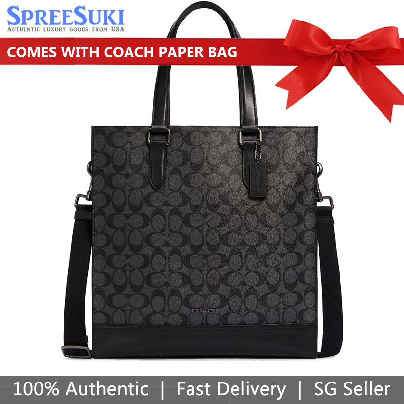 Coach Men Men Crossbody Bag With Gift Paper Bag Tote Shoulder Bag Crossbody Bag Graham Charcoal Black # C3232