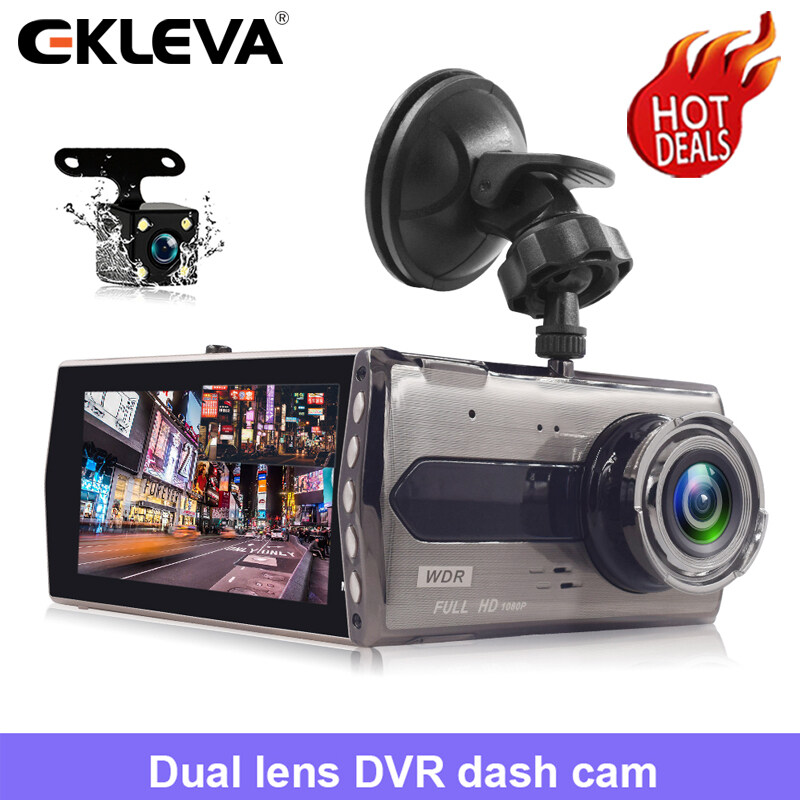 EKLEVA Car DVR Dash Cam Dual Lens Vehicle Camera Full HD 1080P 4  IPS Front+Rear Night Vision Video Recorder G-sensor Parking Monitor